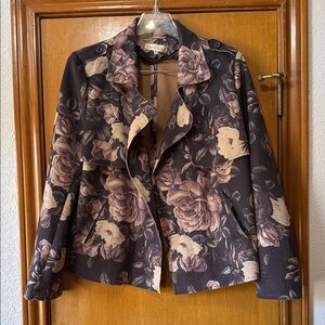SOLITAIRE Faux Suede Floral Jacket